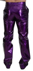 Dolce & Gabbana Elegant Shining Purple Straight Fit Pants