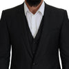 Dolce & Gabbana Elegant Gray Martini Three-Piece Wool Silk Suit