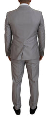 Elegant Silver Slim Fit Three-Piece Suit