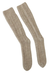 Chic Beige Wool Blend Over-the-Calf Socks