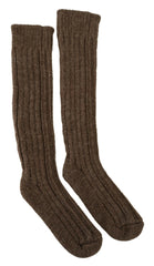 Chic Brown Wool Blend Over-Calf Socks