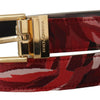 Dolce & Gabbana Red Multicolor Leather Belt with Gold-Tone Buckle