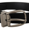 Dolce & Gabbana Elegant Grosgrain Leather Belt with Silver Buckle