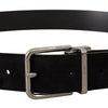 Dolce & Gabbana Elegant Black Leather Grosgrain Belt