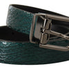 Dolce & Gabbana Elegant Green Leather Belt with Silver Buckle