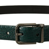 Dolce & Gabbana Elegant Green Leather Belt with Silver Buckle