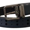 Dolce & Gabbana Elegant Blue Leather Belt with Metal Buckle