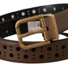 Dolce & Gabbana Elegant Brown Leather Belt with Golden Buckle