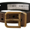 Dolce & Gabbana Elegant Brown Leather Belt with Golden Buckle