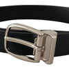 Dolce & Gabbana Elegant Black Leather Belt with Silver Buckle