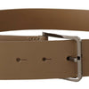 Dolce & Gabbana Beige Leather Statement Belt with Silver Buckle