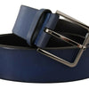 Dolce & Gabbana Elegant Blue Leather Belt with Silver Buckle