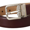 Dolce & Gabbana Elegant Leather Belt with Silver Tone Buckle