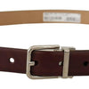 Dolce & Gabbana Elegant Leather Belt with Silver Tone Buckle