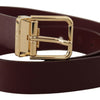 Dolce & Gabbana Elegant Maroon Leather Belt with Gold Buckle