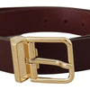 Dolce & Gabbana Elegant Maroon Leather Belt with Gold Buckle