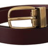 Dolce & Gabbana Elegant Brown Leather Belt with Gold Buckle