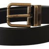 Dolce & Gabbana Elegant Black Leather Belt with Vintage Buckle