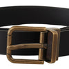 Dolce & Gabbana Elegant Black Leather Belt with Vintage Buckle