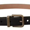 Dolce & Gabbana Elegant Black Leather Belt with Vintage Metal Buckle