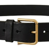 Dolce & Gabbana Elegant Black Leather Belt with Metal Buckle