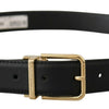 Dolce & Gabbana Elegant Black Leather Belt with Metal Buckle