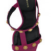 Versace Elegant Purple Calf Leather High Sandals