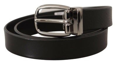 Dolce & Gabbana Elegant Black Leather Belt with Metal Buckle