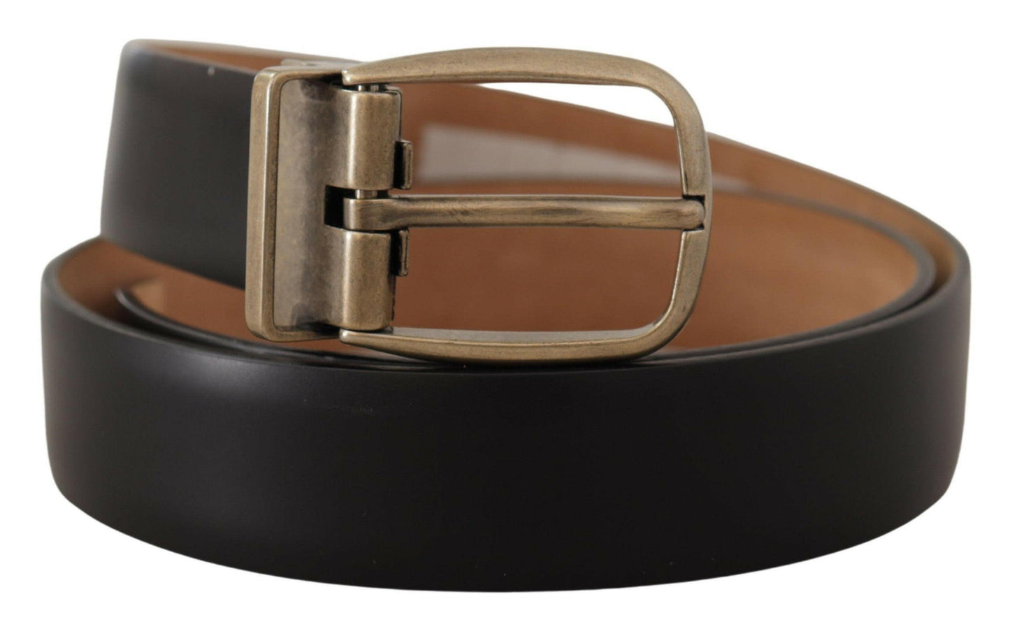 Dolce & Gabbana Elegant Black Leather Belt with Metal Buckle