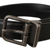 Dolce & Gabbana Elegant Black Leather Belt with Metal Buckle