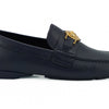 Versace Elegant Navy Blue Calf Leather Loafers