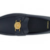 Versace Elegant Navy Blue Calf Leather Loafers