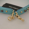 Dolce & Gabbana Elegant Blue Leather Bag Strap with Gold Accents