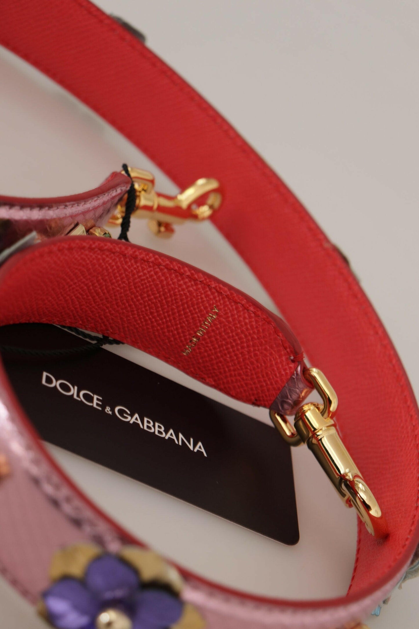 Dolce & Gabbana Elegant Metallic Pink Leather Shoulder Strap