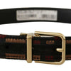 Dolce & Gabbana Multicolor Leather Belt with Gold Buckle