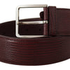 Dolce & Gabbana Elegant Maroon Leather Belt with Engraved Buckle