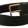 Dolce & Gabbana Elegant Black Leather Belt with Gold-Tone Buckle