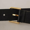 Dolce & Gabbana Elegant Black Leather Belt with Gold-Tone Buckle