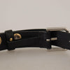 Dolce & Gabbana Chic Black Leather Belt with Engraved Buckle