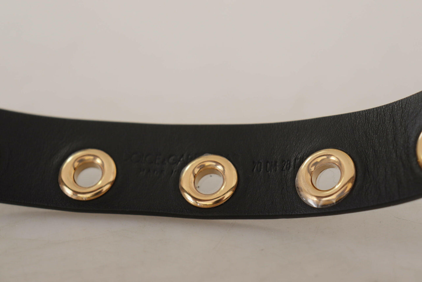 Dolce & Gabbana Chic Black Leather Belt with Engraved Buckle