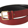 Dolce & Gabbana Elegant Red Leather Belt with Engraved Buckle