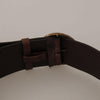 Dolce & Gabbana Elegant Dark Brown Leather Belt with Logo Buckle