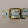 Dolce & Gabbana Elegant Light Blue Leather Belt with Gold Buckle