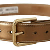 Dolce & Gabbana Elegant Bronze Leather Belt with Logo Buckle