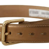 Dolce & Gabbana Bronze Leather Belt with Gold-Toned Buckle