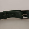 Dolce & Gabbana Elegant Dark Green Leather Belt with Logo Buckle