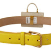 Dolce & Gabbana Chic Yellow Leather Belt with Headphone Case