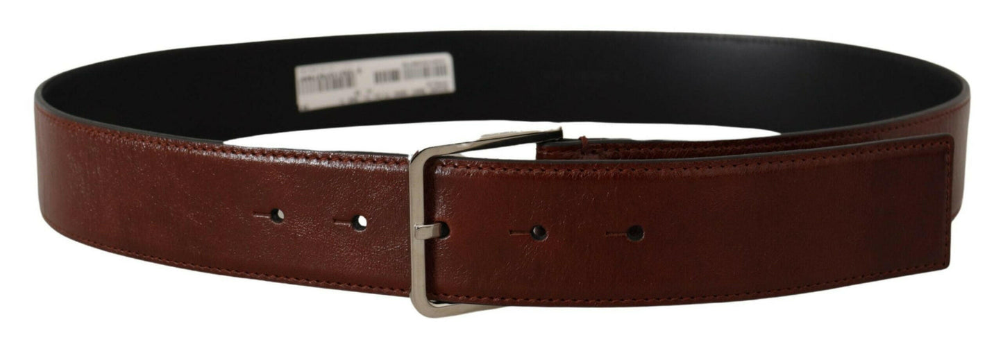 Dolce & Gabbana Elegant Leather Belt with Engraved Buckle