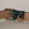 Dolce & Gabbana Engraved Logo Leather Belt in Blue Green