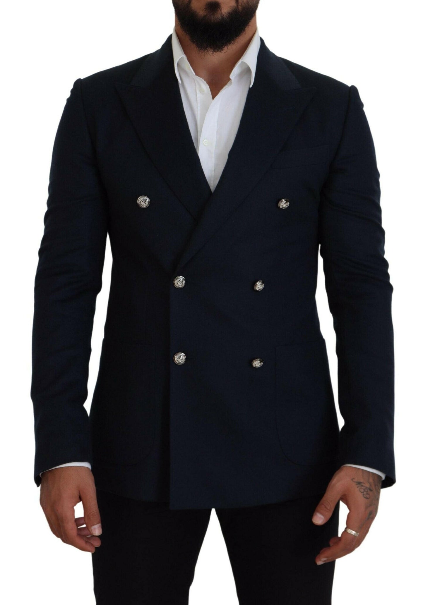 Dolce & Gabbana Elegant Cashmere-Silk Blend Blue Blazer